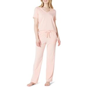 Amazon Essentials Damen Nachtwäsche-Set Aus Kurzärmligem T-Shirt Und Hose Aus Weichem Baumwollmix, Hellrosa, XS Amazon Essentials Damen Nachtwäsche-Set Aus Kurzärmligem T-Shirt Und Hose Aus Weichem Baumwollmix, Hellrosa, XS