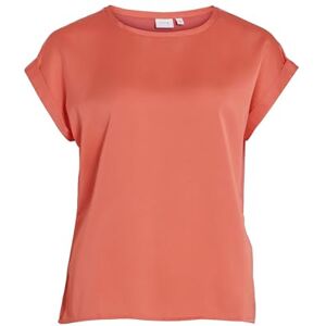 Vila Damen Satin Blusen T-Shirt Kurzarm Basic Rundhals Top Glänzend Tunika Blouse Oberteil VIELLETTE, Farben:Coral Pink, Größe:34 Vila Damen Satin Blusen T-Shirt Kurzarm Basic Rundhals Top Glänzend Tunika Blouse Oberteil VIELLETTE, Farben:Coral Pink, Größe:34