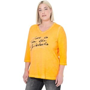Ulla Popken Damen große Größen Übergrößen Plus Size Shirt, Schriftdruck, A-Linie, V-Ausschnitt, 3/4-Arm neon orange 46+ 841409643-46+ Ulla Popken Damen große Größen Übergrößen Plus Size Shirt, Schriftdruck, A-Linie, V-Ausschnitt, 3/4-Arm neon orange 46+ 841409643-46+