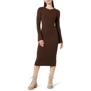 The Drop Pulloverkleid für Damen, Fernanda gerippt mit Glockenärmeln, Kaffeebraun, M The Drop Pulloverkleid für Damen, Fernanda gerippt mit Glockenärmeln, Kaffeebraun, M