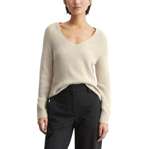 Marc O' Polo Marc OߴPolo Damen Strickpullover aus Bio-Baumwolle mit V-Ausschnitt, Cremefarben (Sandy Melange), XL Marc O' Polo Marc OߴPolo Damen Strickpullover aus Bio-Baumwolle mit V-Ausschnitt, Cremefarben (Sandy Melange), XL