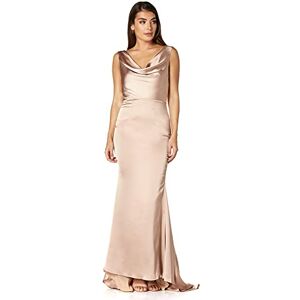 Jarlo London Damen Electra Maxikleid mit Wasserfallfallausschnitt Kleid, Slinky Nude, 42 Jarlo London Damen Electra Maxikleid mit Wasserfallfallausschnitt Kleid, Slinky Nude, 42