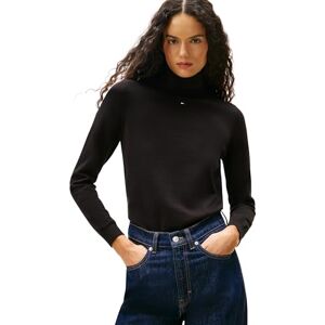 Tommy Jeans Damen Pullover Essential mit Rollkragen, Schwarz (Black), S Tommy Jeans Damen Pullover Essential mit Rollkragen, Schwarz (Black), S