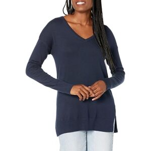 Amazon Essentials Damen Leichter Tunika-Pullover Mit Langen Ärmeln Und V-Ausschnitt (Erhältlich In Übergröße), Marineblau, L Amazon Essentials Damen Leichter Tunika-Pullover Mit Langen Ärmeln Und V-Ausschnitt (Erhältlich In Übergröße), Marineblau, L