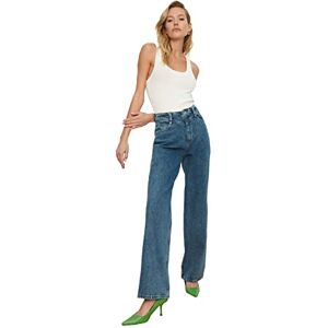 TRENDYOL Damen Taille Detaillierte Hohe 90er Jahre Breite Beinjeans Jeans, Navy Blue, 36 EU TRENDYOL Damen Taille Detaillierte Hohe 90er Jahre Breite Beinjeans Jeans, Navy Blue, 36 EU
