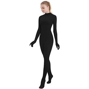 SUPRNOWA Ganzkörper-Einteiler, Rollkragen, Spandex, Fußlos, langärmelig, Unisex, Schwarz (Fuß mit Händen), XL SUPRNOWA Ganzkörper-Einteiler, Rollkragen, Spandex, Fußlos, langärmelig, Unisex, Schwarz (Fuß mit Händen), XL