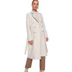 TRENDYOL Damen Gerade Lange Ärmel Tailliert Mantel Coat, Stone, 38 EU TRENDYOL Damen Gerade Lange Ärmel Tailliert Mantel Coat, Stone, 38 EU
