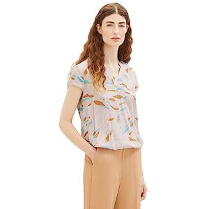 TOM TAILOR Damen Kurzarm-Bluse mit Muster , lilac abstract leaf design, 36 TOM TAILOR Damen Kurzarm-Bluse mit Muster , lilac abstract leaf design, 36