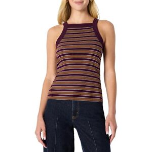 Amazon Essentials Damen Slim Fit Tanktop mit Stretch-Rippstrick und hohem Ausschnitt, formstabil, Burgunderrot Braun Streifen, S Amazon Essentials Damen Slim Fit Tanktop mit Stretch-Rippstrick und hohem Ausschnitt, formstabil, Burgunderrot Braun Streifen, S