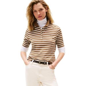 Tommy Hilfiger Damen Poloshirt Kurzarm 1985 Pique Regular Fit, Braun (Hunter Brown/Ecru STP), XL Tommy Hilfiger Damen Poloshirt Kurzarm 1985 Pique Regular Fit, Braun (Hunter Brown/Ecru STP), XL