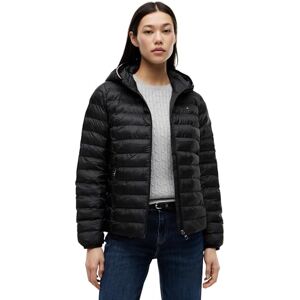 Tommy Hilfiger Damen Daunenjacke Padded Global Stripe Jacket mit Kapuze, Schwarz (Black), L Tommy Hilfiger Damen Daunenjacke Padded Global Stripe Jacket mit Kapuze, Schwarz (Black), L
