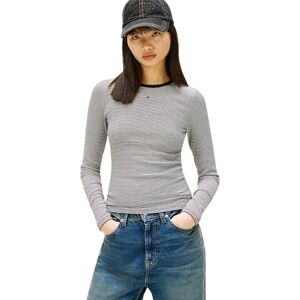 Tommy Jeans Tjw Slim Essential Rib Ls Dw0dw17387 T-Shirt L/S, Schwarz (Schwarz/Ecru), S Damen, Schwarz (Schwarz/Ecru), Small Tommy Jeans Tjw Slim Essential Rib Ls Dw0dw17387 T-Shirt L/S, Schwarz (Schwarz/Ecru), S Damen, Schwarz (Schwarz/Ecru), Small