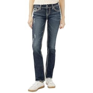Silver Jeans Co. Suki Damenjeans, mittelhohe Taille, kurvige Passform, gerades Bein, Dunkelblau, 24W x 36L Silver Jeans Co. Suki Damenjeans, mittelhohe Taille, kurvige Passform, gerades Bein, Dunkelblau, 24W x 36L
