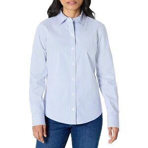 Amazon Essentials Damen Regular-Fit-Stretch-Popeline-Hemd mit Knöpfen, Weiß Blau Ministreifen, L Amazon Essentials Damen Regular-Fit-Stretch-Popeline-Hemd mit Knöpfen, Weiß Blau Ministreifen, L