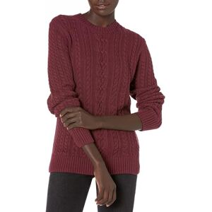 Amazon Essentials Damen Fisherman Cable Langärmeliger Pullover mit Rundhalsausschnitt (Erhältlich in Übergröße), Dunkles Burgunderrot, S Amazon Essentials Damen Fisherman Cable Langärmeliger Pullover mit Rundhalsausschnitt (Erhältlich in Übergröße), Dunkles Burgunderrot, S