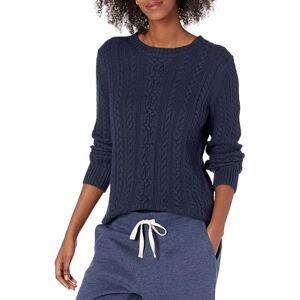 Amazon Essentials Damen Fisherman Cable Langärmeliger Pullover mit Rundhalsausschnitt (Erhältlich in Übergröße), Marineblau, XS Amazon Essentials Damen Fisherman Cable Langärmeliger Pullover mit Rundhalsausschnitt (Erhältlich in Übergröße), Marineblau, XS