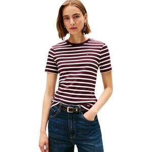 Tommy Hilfiger Damen T-Shirt Kurzarm Slim Cody Rundhalsausschnitt, Mehrfarbig (Deep Burgundy/Ecru STP), M Tommy Hilfiger Damen T-Shirt Kurzarm Slim Cody Rundhalsausschnitt, Mehrfarbig (Deep Burgundy/Ecru STP), M