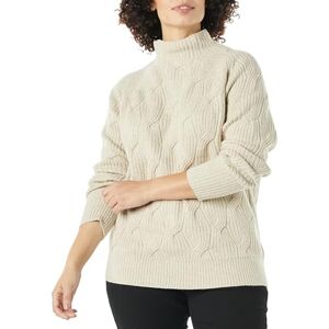 Amazon Essentials Damen Soft Touch Trichterkragen Zopfpullover Beige, Größe S Amazon Essentials Damen Soft Touch Trichterkragen Zopfpullover Beige, Größe S