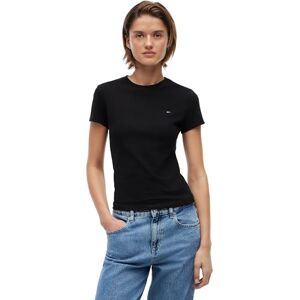 Tommy Jeans Damen T-Shirt Kurzarm Slim Rundhalsausschnitt, Schwarz (Black), S Tommy Jeans Damen T-Shirt Kurzarm Slim Rundhalsausschnitt, Schwarz (Black), S