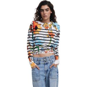 Desigual Damen 25SWJF21 Sweatshirt, White, L Desigual Damen 25SWJF21 Sweatshirt, White, L