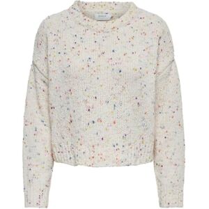 ONLY Damen Onlgracie Ls O-Neck Bf KNT, Cloud Dancer/Detail:Multi Melange Dots, S ONLY Damen Onlgracie Ls O-Neck Bf KNT, Cloud Dancer/Detail:Multi Melange Dots, S