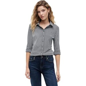 Tommy Hilfiger Damen 1985 Slim Pique Btn Down Ls Ww0ww43528 L/S Shirt, Blue (Dark Night Navy/Ecru Ithaca), L Tommy Hilfiger Damen 1985 Slim Pique Btn Down Ls Ww0ww43528 L/S Shirt, Blue (Dark Night Navy/Ecru Ithaca), L