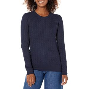 Amazon Essentials Damen Leichter Langarmpullover Mit Zopfmuster, Marineblau, XL Amazon Essentials Damen Leichter Langarmpullover Mit Zopfmuster, Marineblau, XL