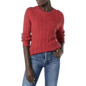 Amazon Essentials Damen Fisherman Cable Langarm-Pullover mit Rundhalsausschnitt (erhältlich in Übergröße), Dunkelrot, Größe S Amazon Essentials Damen Fisherman Cable Langarm-Pullover mit Rundhalsausschnitt (erhältlich in Übergröße), Dunkelrot, Größe S