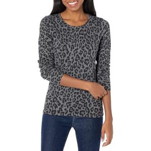 Amazon Essentials Damen Leichter, Langärmeliger Pullover Mit Rundhalsausschnitt (Erhältlich in Übergröße), Grau Gepardenaufdruck, XL Amazon Essentials Damen Leichter, Langärmeliger Pullover Mit Rundhalsausschnitt (Erhältlich in Übergröße), Grau Gepardenaufdruck, XL