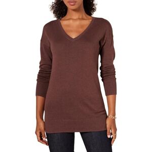 Amazon Essentials Damen Leichter Tunika-Pullover Mit Langen Ärmeln Und V-Ausschnitt (Erhältlich In Übergröße), Dunkles Kastanienbraun Meliert, XXL Amazon Essentials Damen Leichter Tunika-Pullover Mit Langen Ärmeln Und V-Ausschnitt (Erhältlich In Übergröße), Dunkles Kastanienbraun Meliert, XXL