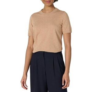 Amazon Essentials Damen Kurzärmeliges Pullovertop mit Rundhalsausschnitt – Regular Fit, Kamelbraun Meliert, M Amazon Essentials Damen Kurzärmeliges Pullovertop mit Rundhalsausschnitt – Regular Fit, Kamelbraun Meliert, M