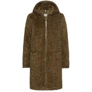 camel active Damen Teddyfell Mantel lang mit Frontzipper & Kapuze Dunkelkhaki, womenswear-40 camel active Damen Teddyfell Mantel lang mit Frontzipper & Kapuze Dunkelkhaki, womenswear-40