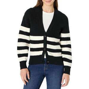 Amazon Essentials Damen Gerippte Soft-Touch-Blouson-Strickjacke, Schwarz Elfenbein Streifen, XXL Amazon Essentials Damen Gerippte Soft-Touch-Blouson-Strickjacke, Schwarz Elfenbein Streifen, XXL