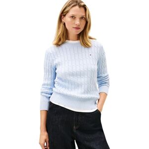 Tommy Hilfiger Damen Pullover Cable aus Baumwolle, Blau (Breezy Blue), XL Tommy Hilfiger Damen Pullover Cable aus Baumwolle, Blau (Breezy Blue), XL