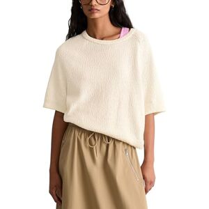 Marc O' Polo Marc OߴPolo Denim Damen Strickpullover aus Baumwolle Kurzarm, Cremefarben (Creamy White), XS Marc O' Polo Marc OߴPolo Denim Damen Strickpullover aus Baumwolle Kurzarm, Cremefarben (Creamy White), XS