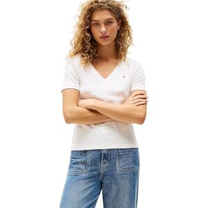 Tommy Hilfiger Damen T-Shirt Kurzarm New Slim Cody mit V-Ausschnitt, Weiß (Nos Ecru), M Tommy Hilfiger Damen T-Shirt Kurzarm New Slim Cody mit V-Ausschnitt, Weiß (Nos Ecru), M