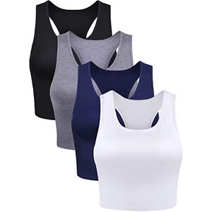 Boao 4 Stück Basic Crop Tank Tops Ärmelloses Racerback Crop Sport Baumwoll Top für Damen (Color Set 1, Medium) Boao 4 Stück Basic Crop Tank Tops Ärmelloses Racerback Crop Sport Baumwoll Top für Damen (Color Set 1, Medium)
