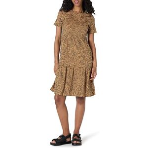 Amazon Essentials Damen Kurzärmliges, gestuftes Kleid mit Rundhalsausschnitt, Dunkles Kamelbraun Leopardenmuster, M Amazon Essentials Damen Kurzärmliges, gestuftes Kleid mit Rundhalsausschnitt, Dunkles Kamelbraun Leopardenmuster, M