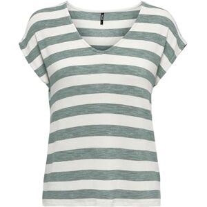 ONLY Damen Onllira Life S/S V-Neck Top JRS T-Shirt, Chinois Green/Stripes:Cloud Dancer, M EU ONLY Damen Onllira Life S/S V-Neck Top JRS T-Shirt, Chinois Green/Stripes:Cloud Dancer, M EU