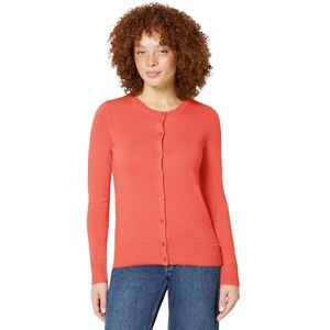 Amazon Essentials Damen Leichte Rundhalsstrickjacke (Erhältlich In Übergröße), Korallenrosa, M Amazon Essentials Damen Leichte Rundhalsstrickjacke (Erhältlich In Übergröße), Korallenrosa, M