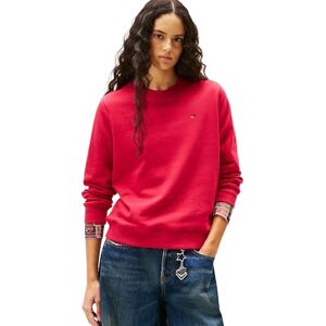 Tommy Jeans Damen Pullover Crew Neck Rundhalsausschnitt, Rot (Ruby Rhubarb), XS Tommy Jeans Damen Pullover Crew Neck Rundhalsausschnitt, Rot (Ruby Rhubarb), XS