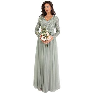 Maya Deluxe Women's Womens Ladies Sleeve for Wedding Guest V Neck High Empire Waist Maxi Long Length Evening Bridesmaid Prom Dress, Green Lily, 40 EU (Herstellergröße: 12 UK) Maya Deluxe Women's Womens Ladies Sleeve for Wedding Guest V Neck High Empire Waist Maxi Long Length Evening Bridesmaid Prom Dress, Green Lily, 40 EU (Herstellergröße: 12 UK)