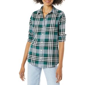 Amazon Essentials Damen Flanellhemd, Klassische Passform, langärmelig, leicht, kariert, Dunkelgrün, Kilt Plaid, Large Amazon Essentials Damen Flanellhemd, Klassische Passform, langärmelig, leicht, kariert, Dunkelgrün, Kilt Plaid, Large