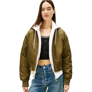 Tommy Jeans Damen Bomberjacke Essential mit Ärmeltasche, Grün (Tundra Olive), XS Tommy Jeans Damen Bomberjacke Essential mit Ärmeltasche, Grün (Tundra Olive), XS