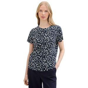 TOM TAILOR Damen Basic T-Shirt mit Allover-Print, tiny blue dot print, M TOM TAILOR Damen Basic T-Shirt mit Allover-Print, tiny blue dot print, M