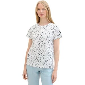 TOM TAILOR Damen Basic T-Shirt mit Allover-Print, tiny white dot print, XXL TOM TAILOR Damen Basic T-Shirt mit Allover-Print, tiny white dot print, XXL