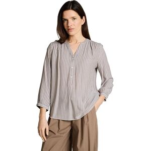 TOM TAILOR Damen 1050771 Bluse, 39664-Taupe Grey White Stripe, 42 TOM TAILOR Damen 1050771 Bluse, 39664-Taupe Grey White Stripe, 42