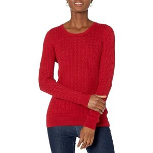 Amazon Essentials Damen Leichter Langarmpullover Mit Zopfmuster, Rot, S Amazon Essentials Damen Leichter Langarmpullover Mit Zopfmuster, Rot, S