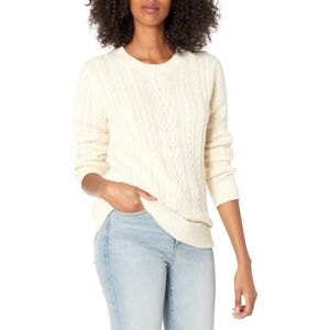 Amazon Essentials Damen Fisherman Cable Langärmeliger Pullover mit Rundhalsausschnitt (Erhältlich in Übergröße), Cremefarben, S Amazon Essentials Damen Fisherman Cable Langärmeliger Pullover mit Rundhalsausschnitt (Erhältlich in Übergröße), Cremefarben, S