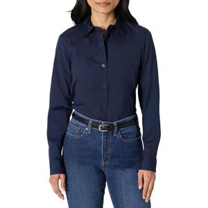 Amazon Essentials Damen Slim-Fit-Stretch-Popeline-Hemd mit Knöpfen, Marineblau, M Amazon Essentials Damen Slim-Fit-Stretch-Popeline-Hemd mit Knöpfen, Marineblau, M